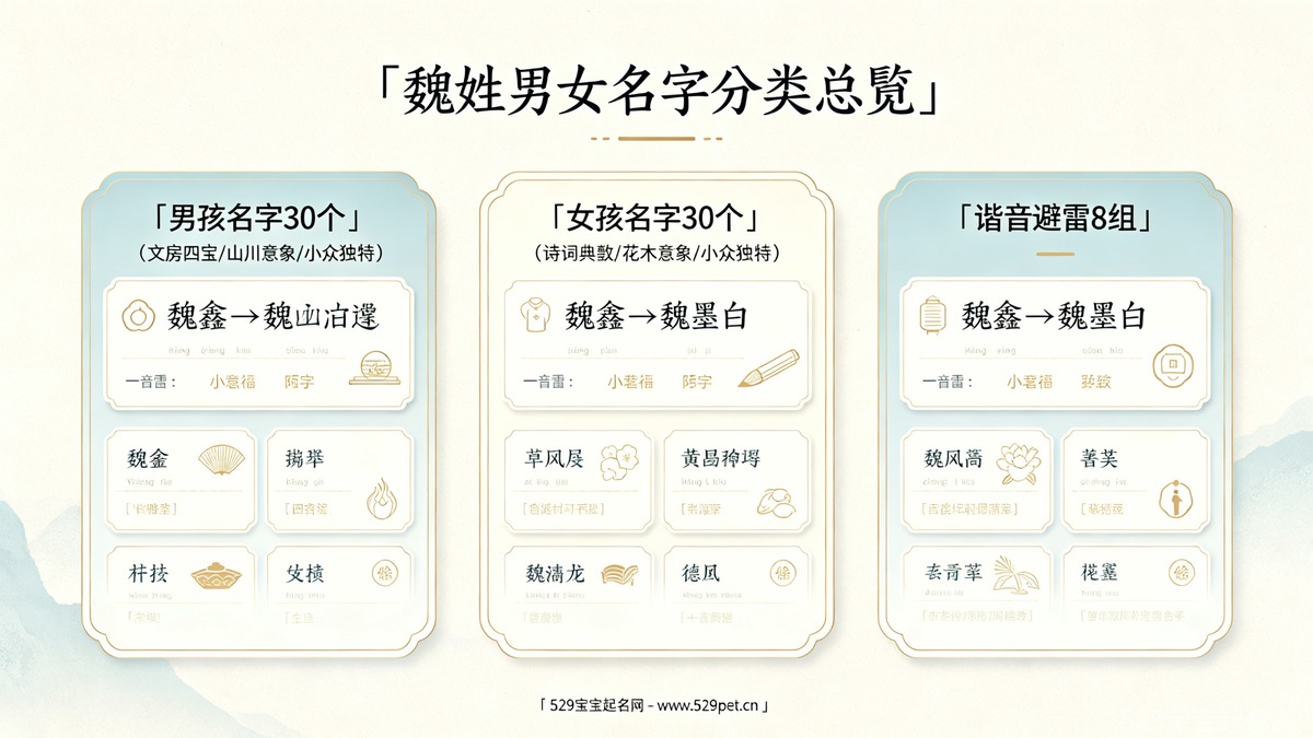 魏姓男女名字分类总览