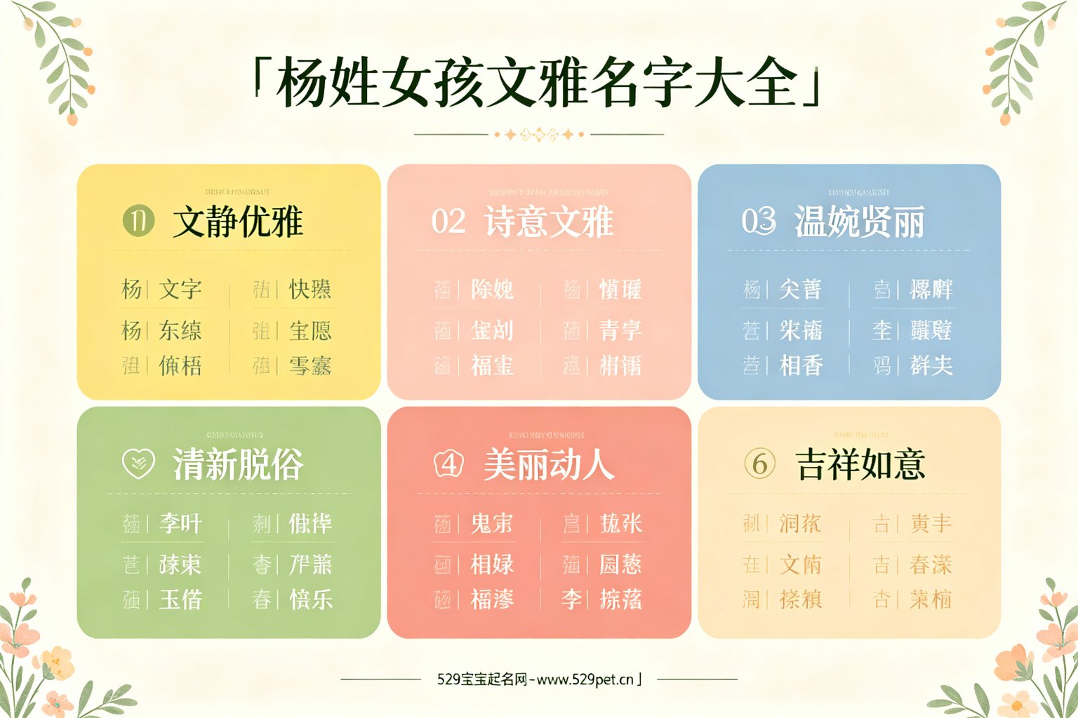 杨姓女孩文雅名字大全