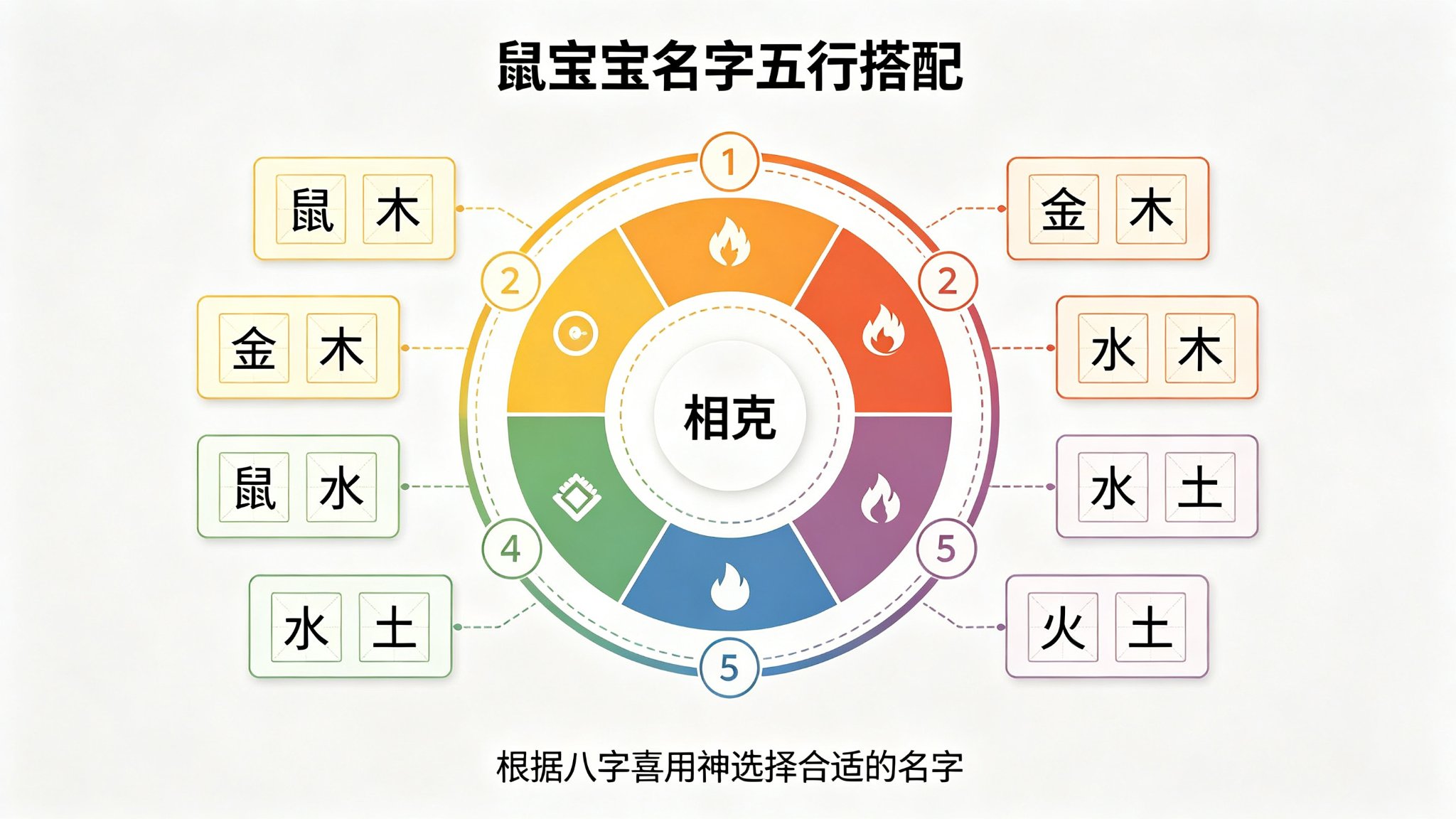 鼠宝宝名字五行属性搭配:12个名字五行关系与适合八字