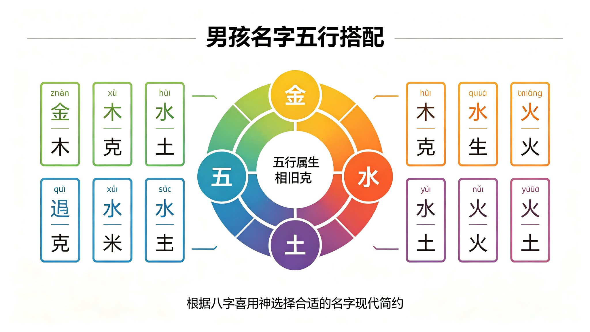 男孩名字五行属性搭配:12个名字五行关系与适合八字