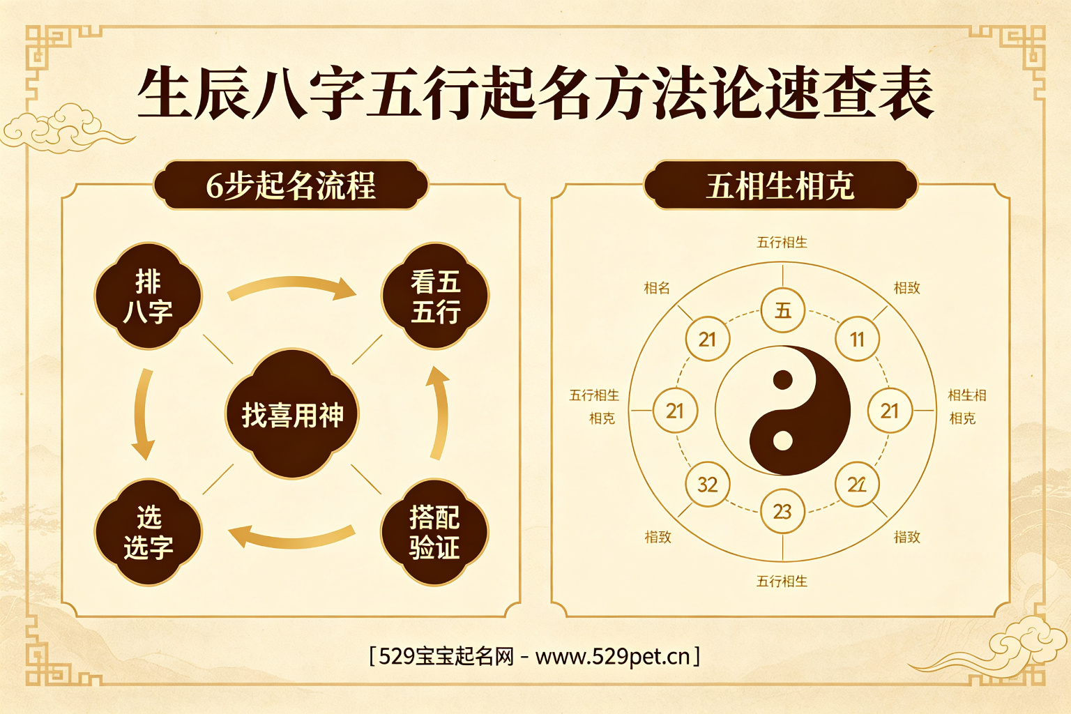 生辰八字五行起名方法论速查表