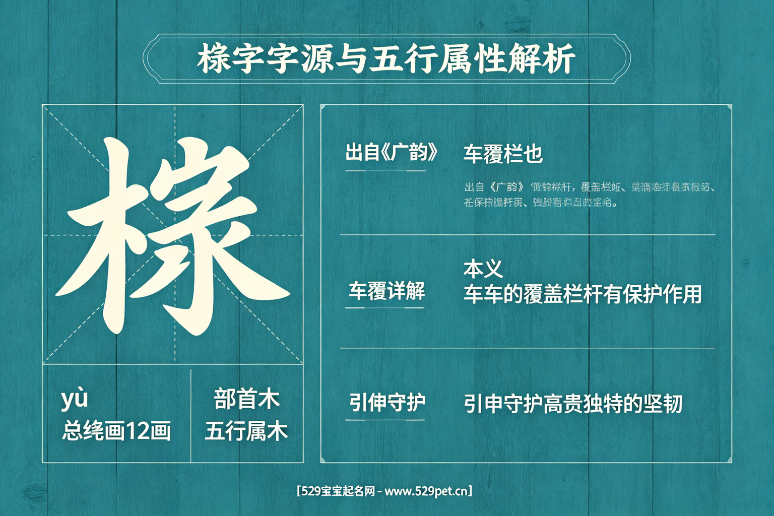 棛字字源与五行属性解析图