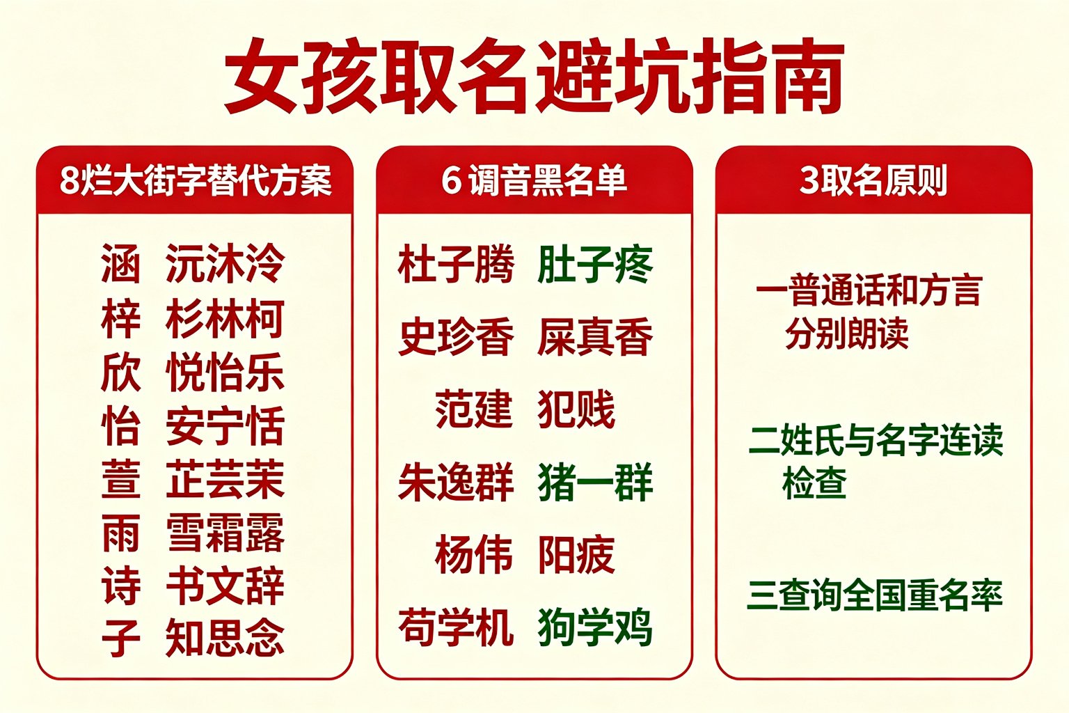 女孩取名避坑指南