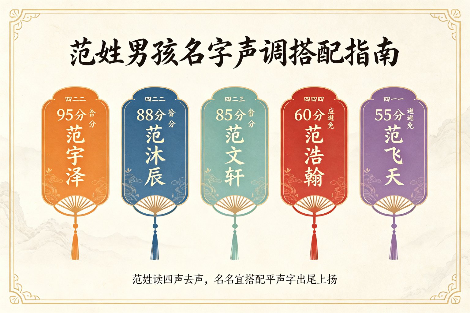 范姓男孩名字声调搭配指南