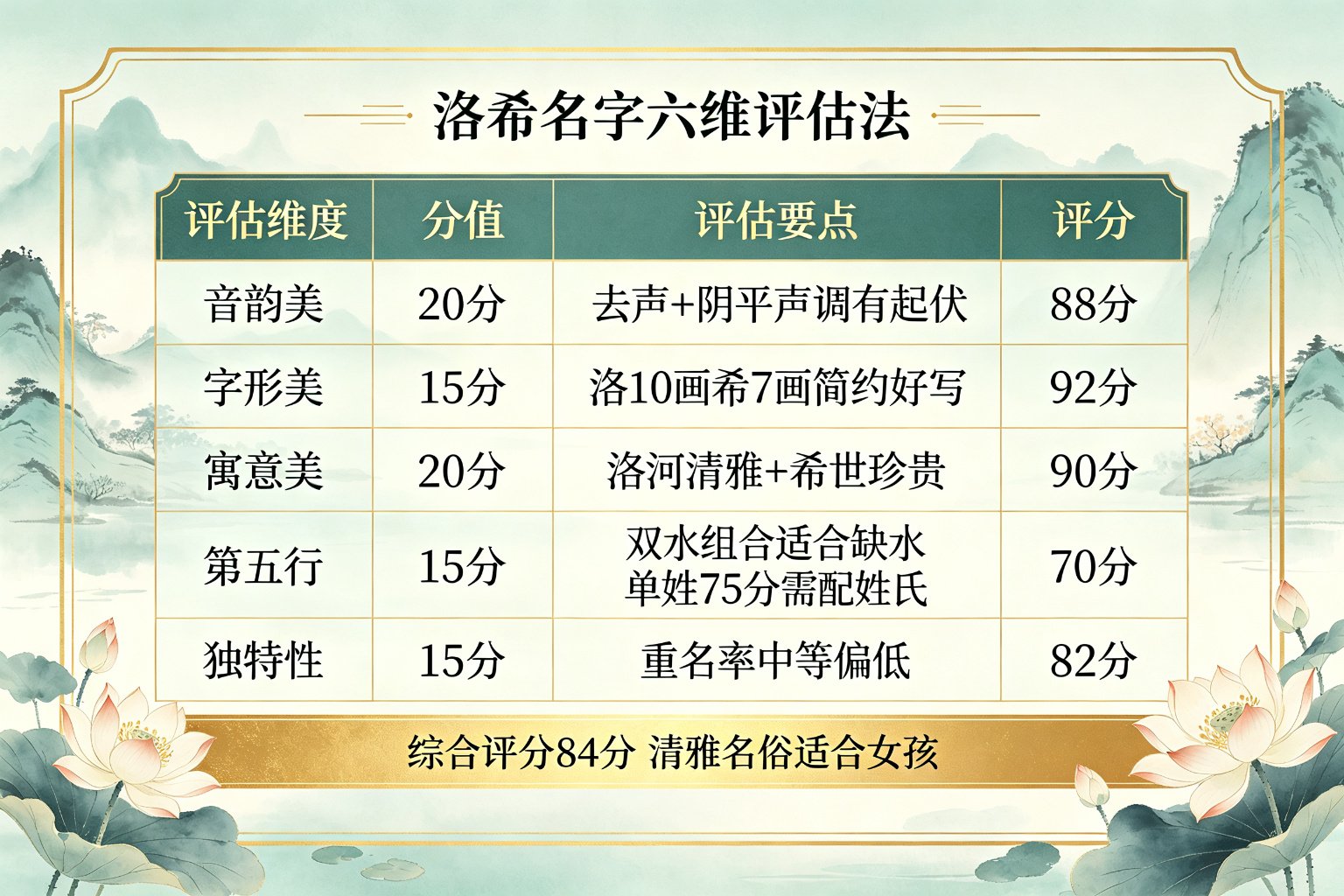 洛希名字六维评估法