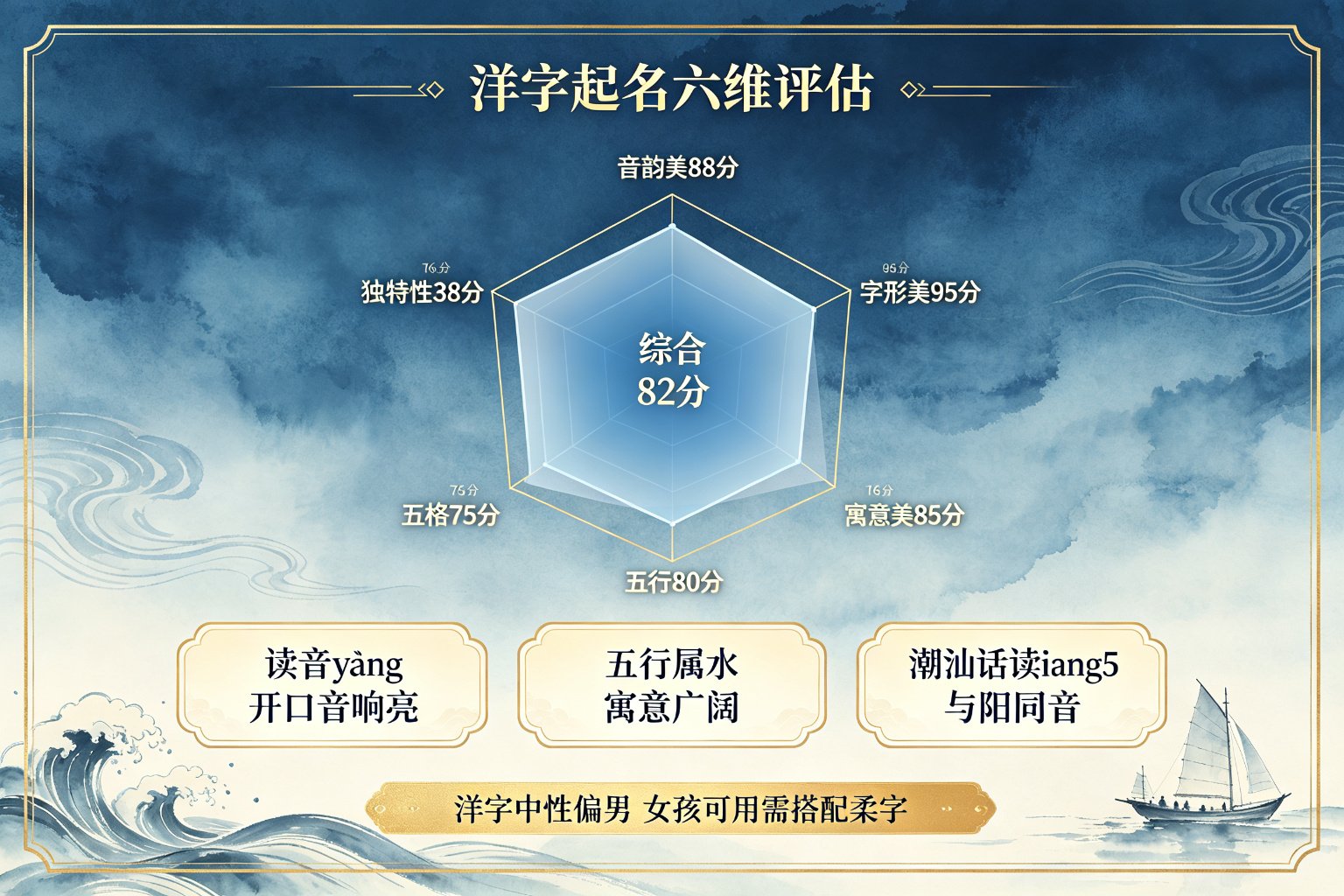 洋字起名六维评估雷达图