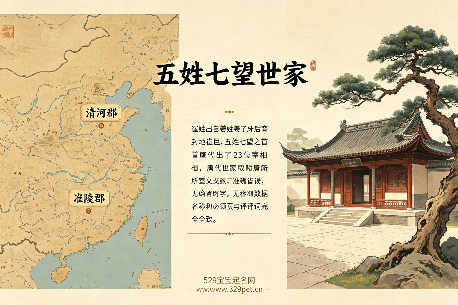 崔姓起源与五姓七望世家文化图
