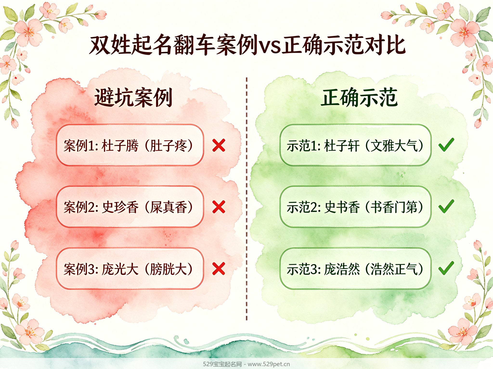 双姓起名翻车案例vs正确示范对比
