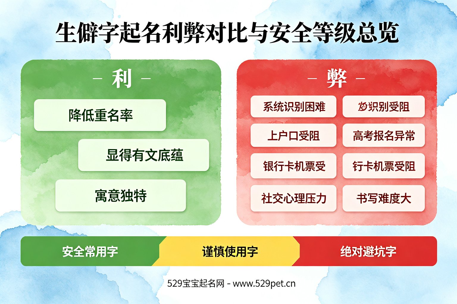 生僻字起名利弊对比与安全等级总览