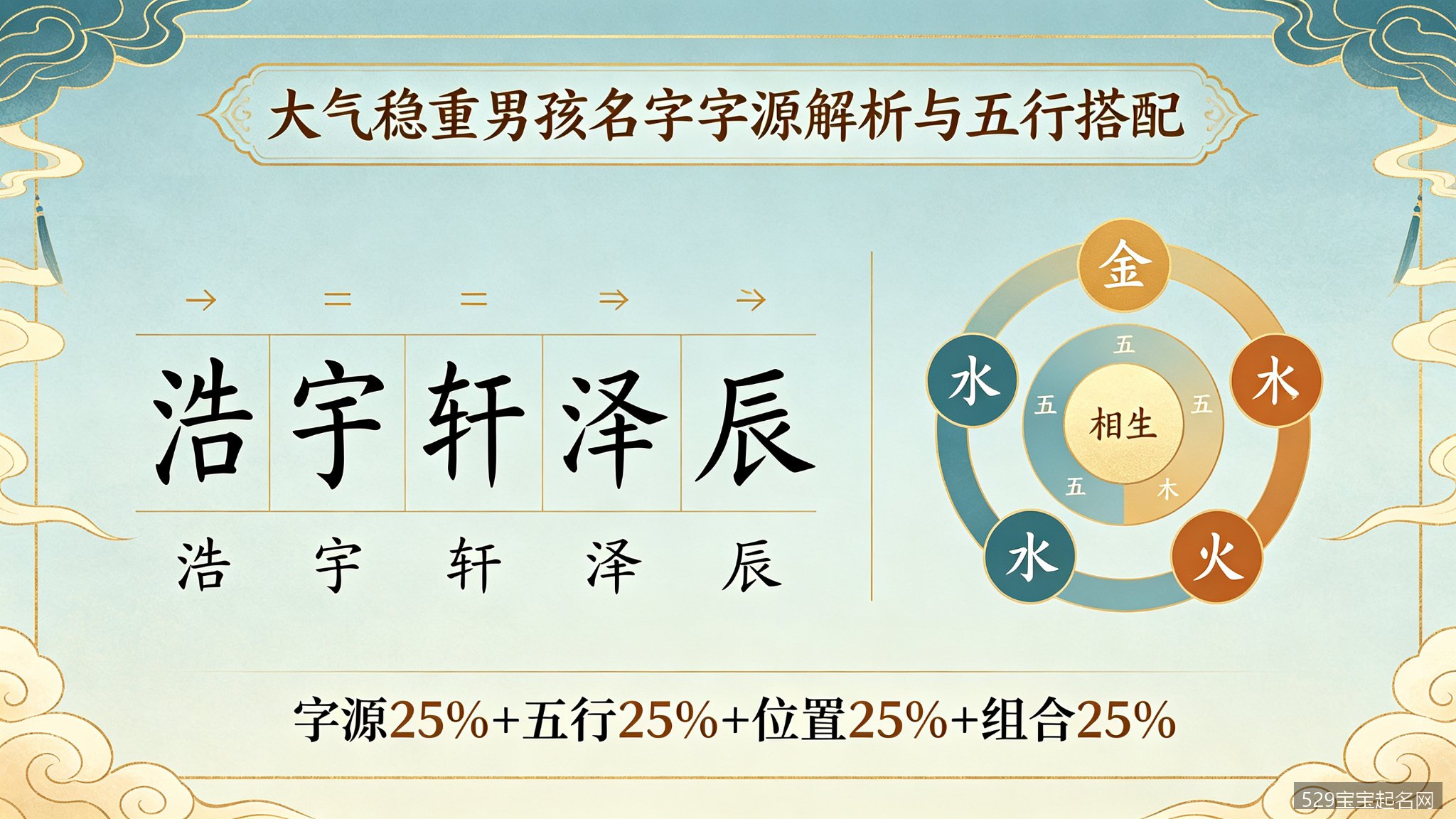 大气稳重男孩名字字源解析与五行搭配
