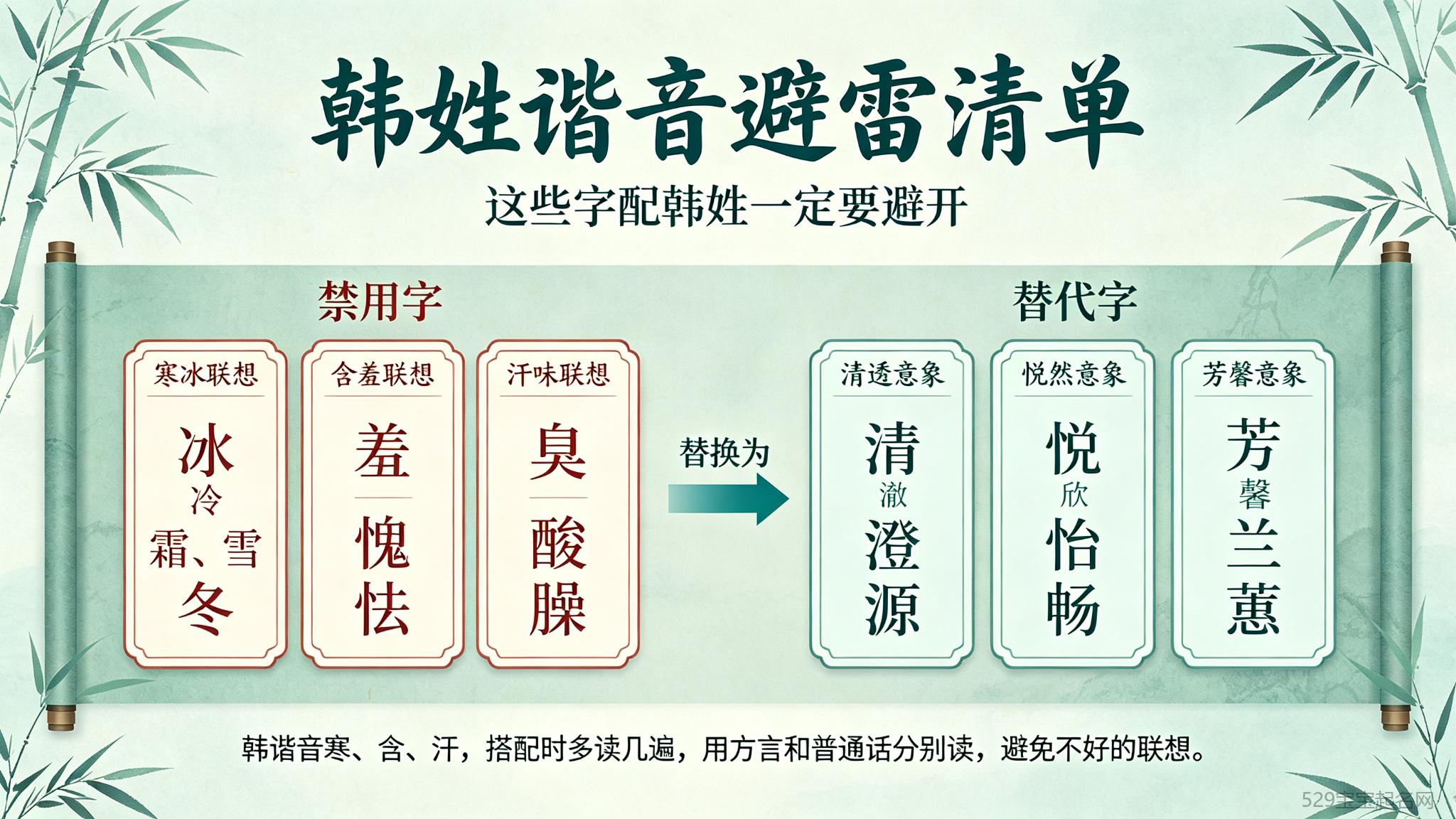 韩姓谐音避雷清单