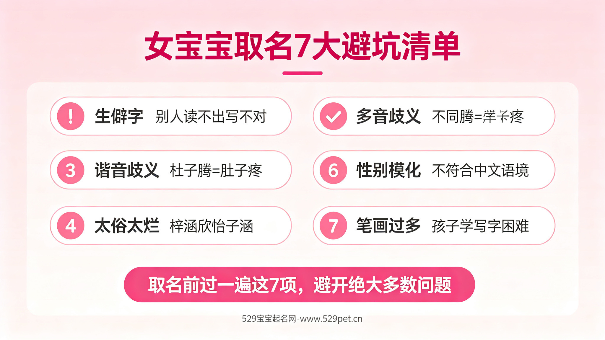 女宝宝取名7大避坑清单速查表