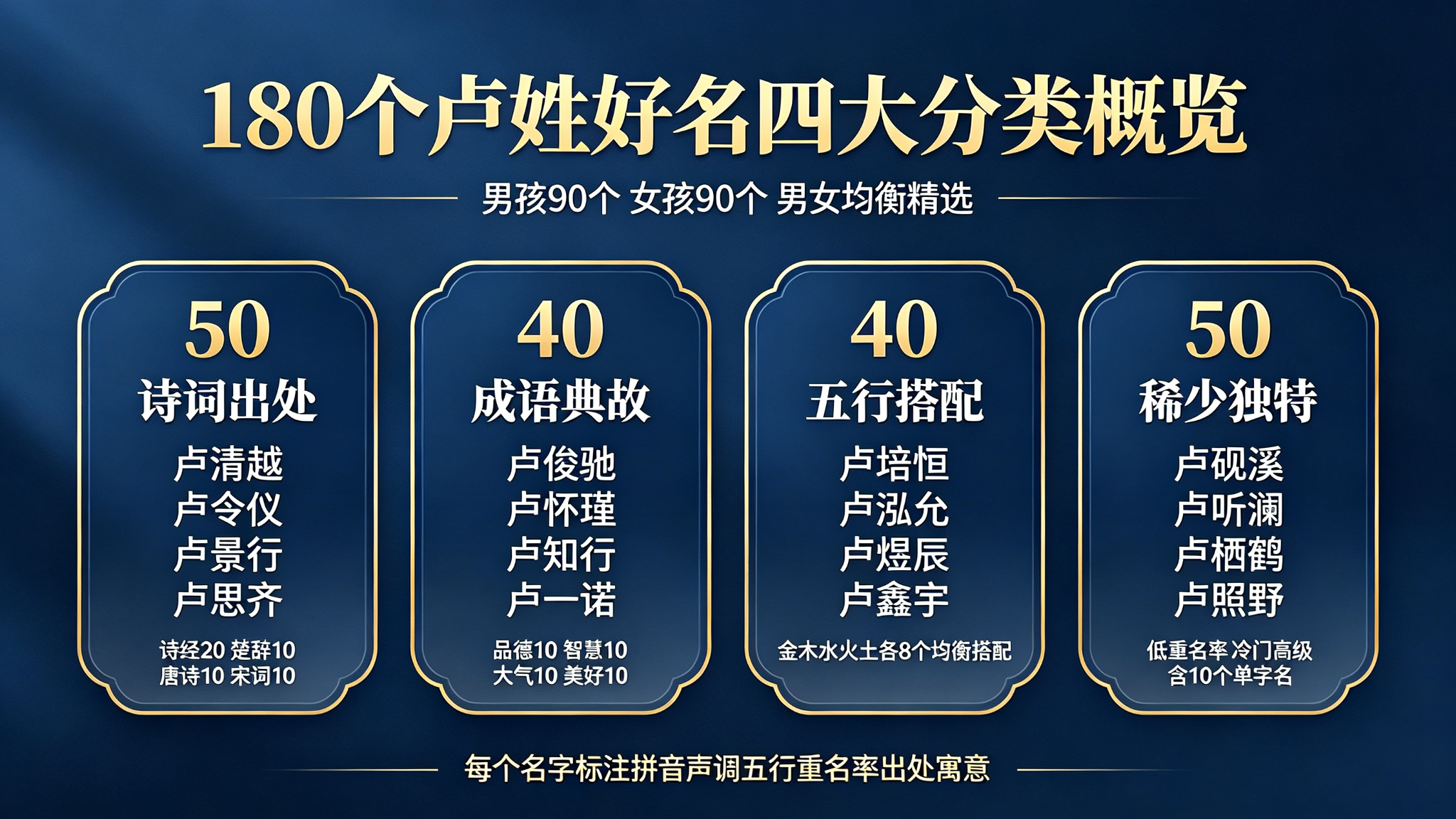 180个卢姓好名四大分类概览