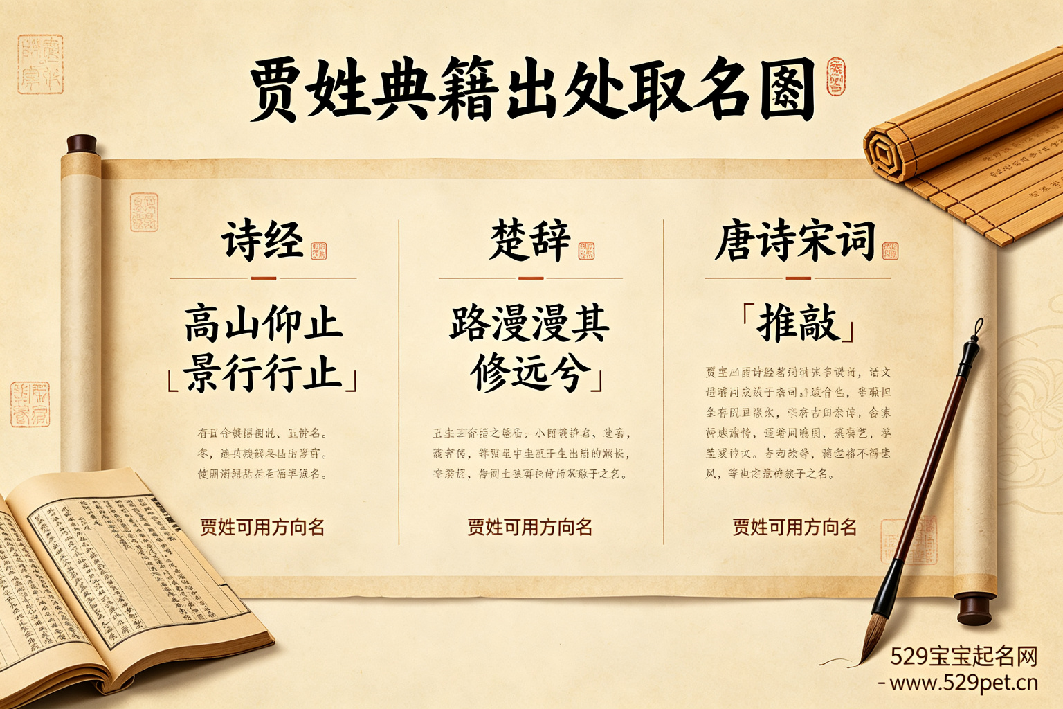 贾姓诗经楚辞典籍出处取名图