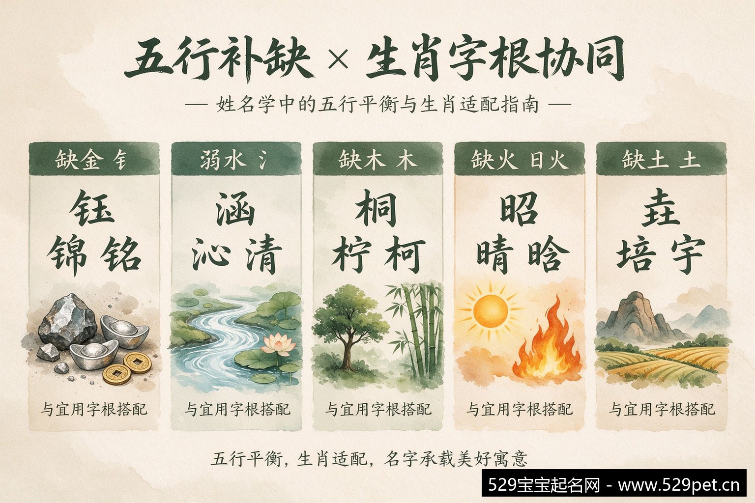 五行补缺与生肖字根协同