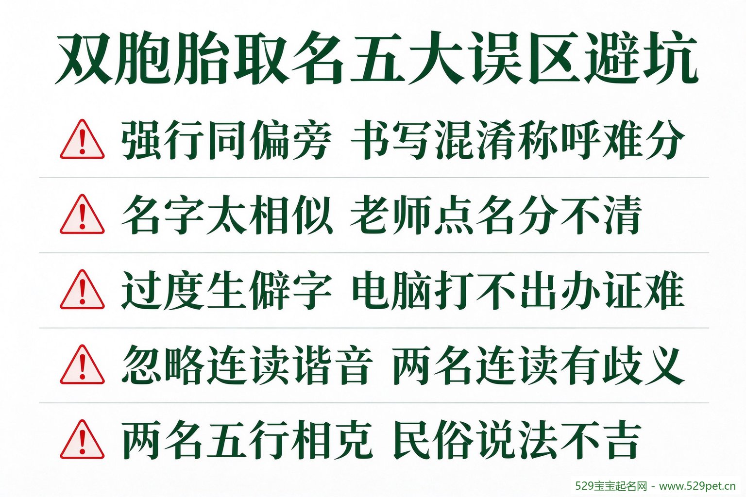 双胞胎取名五大误区避坑图