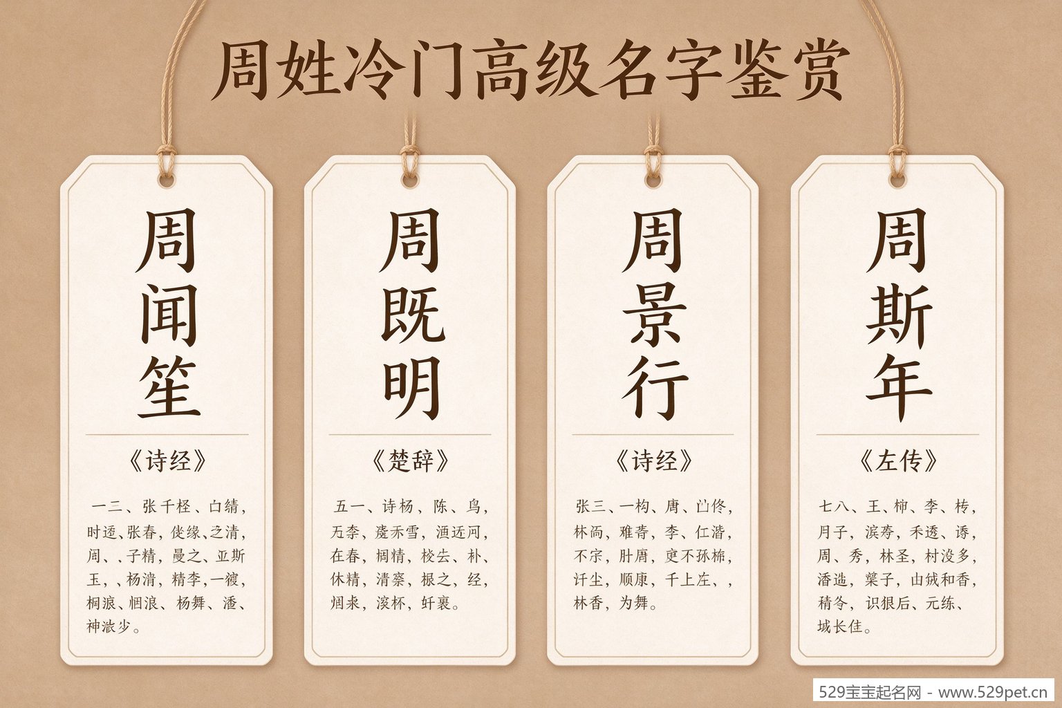 周姓冷门高级名字鉴赏