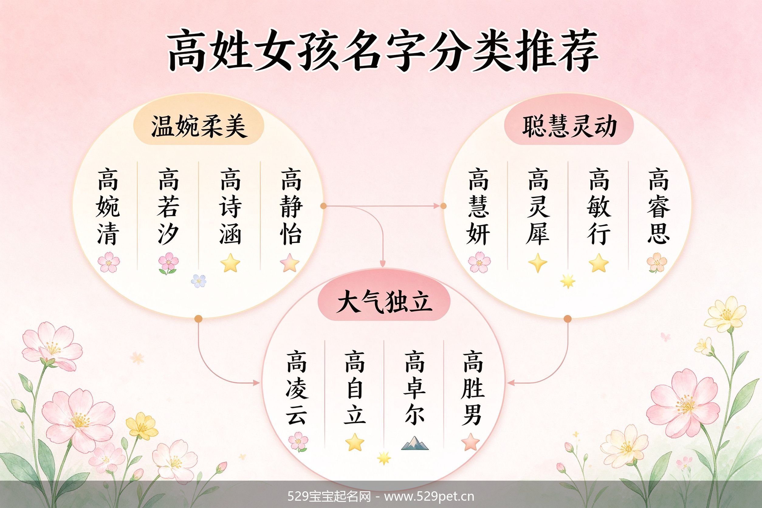 高姓女孩名字分类圆形图