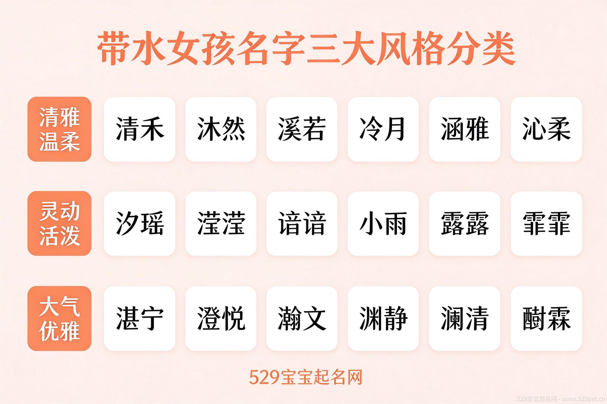 带水女孩名字三大风格分类:清雅温柔、灵动活泼、大气优雅