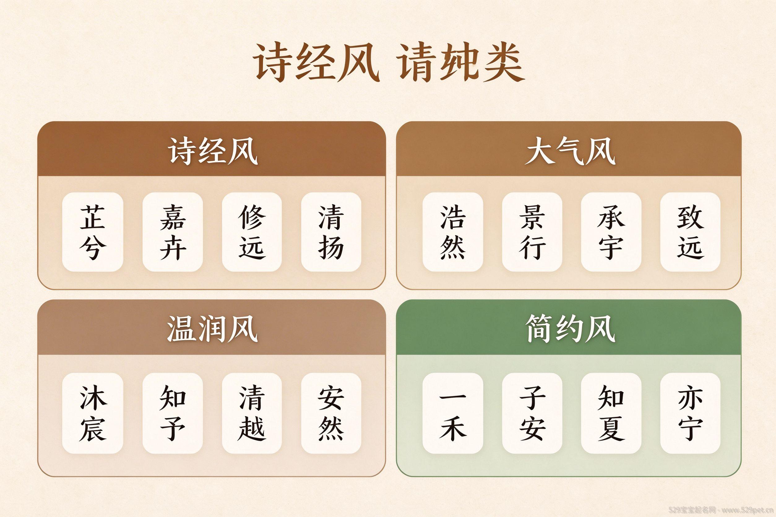 宝宝名字风格分类精选四宫格图