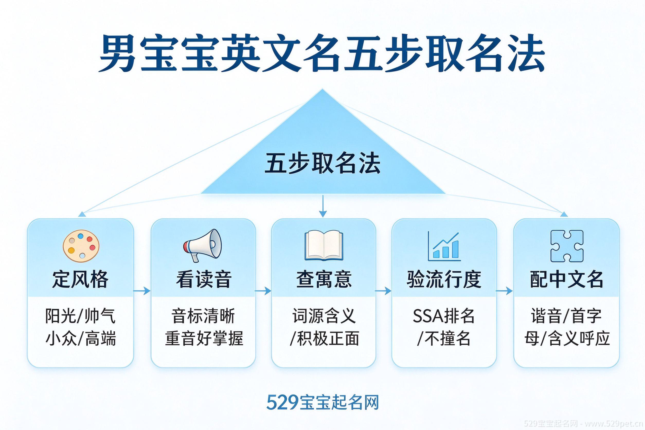 男宝宝英文名五步取名法三角模型流程图