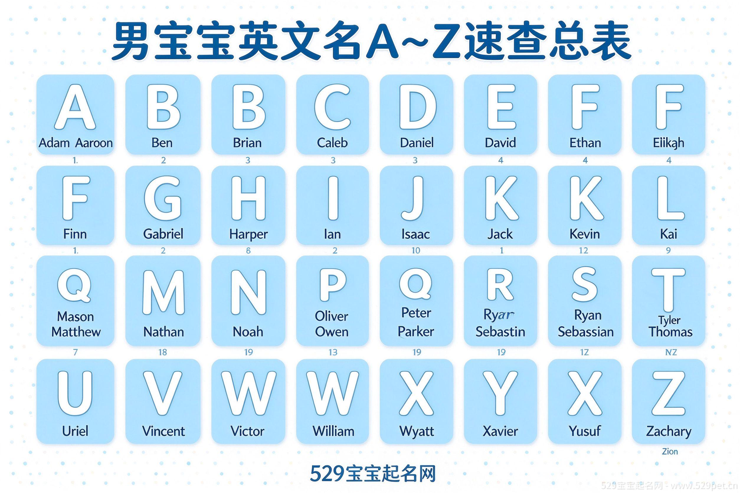 男宝宝英文名A到Z速查总表