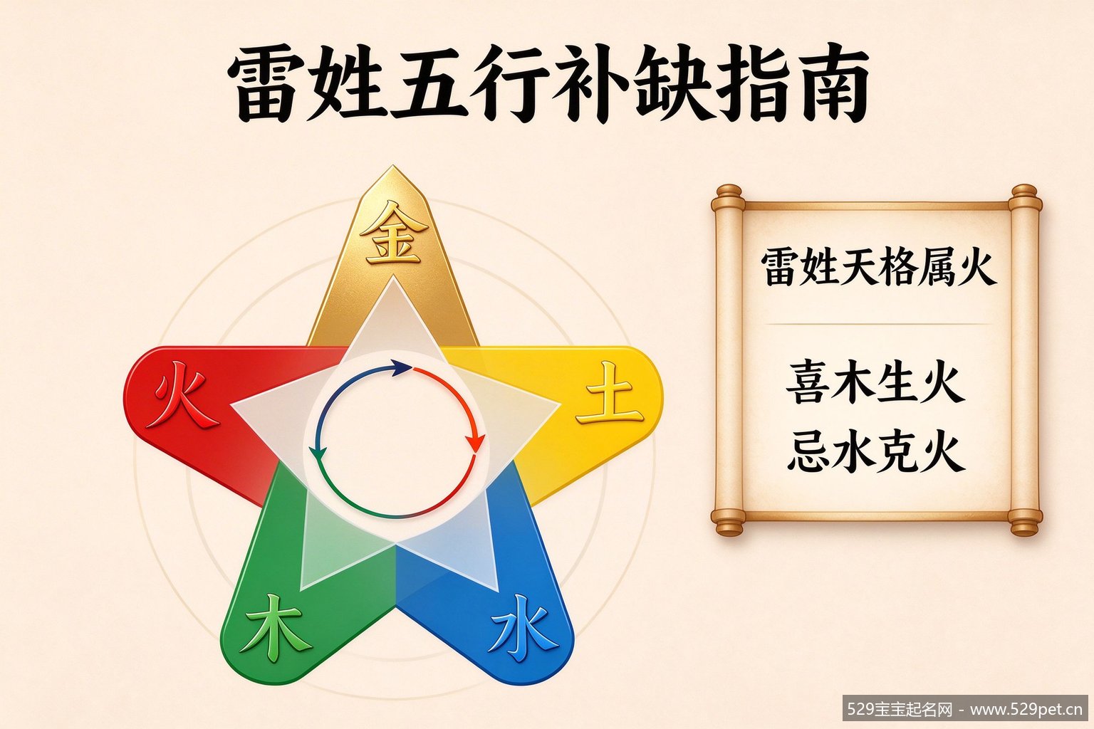 雷姓五行补缺指南图