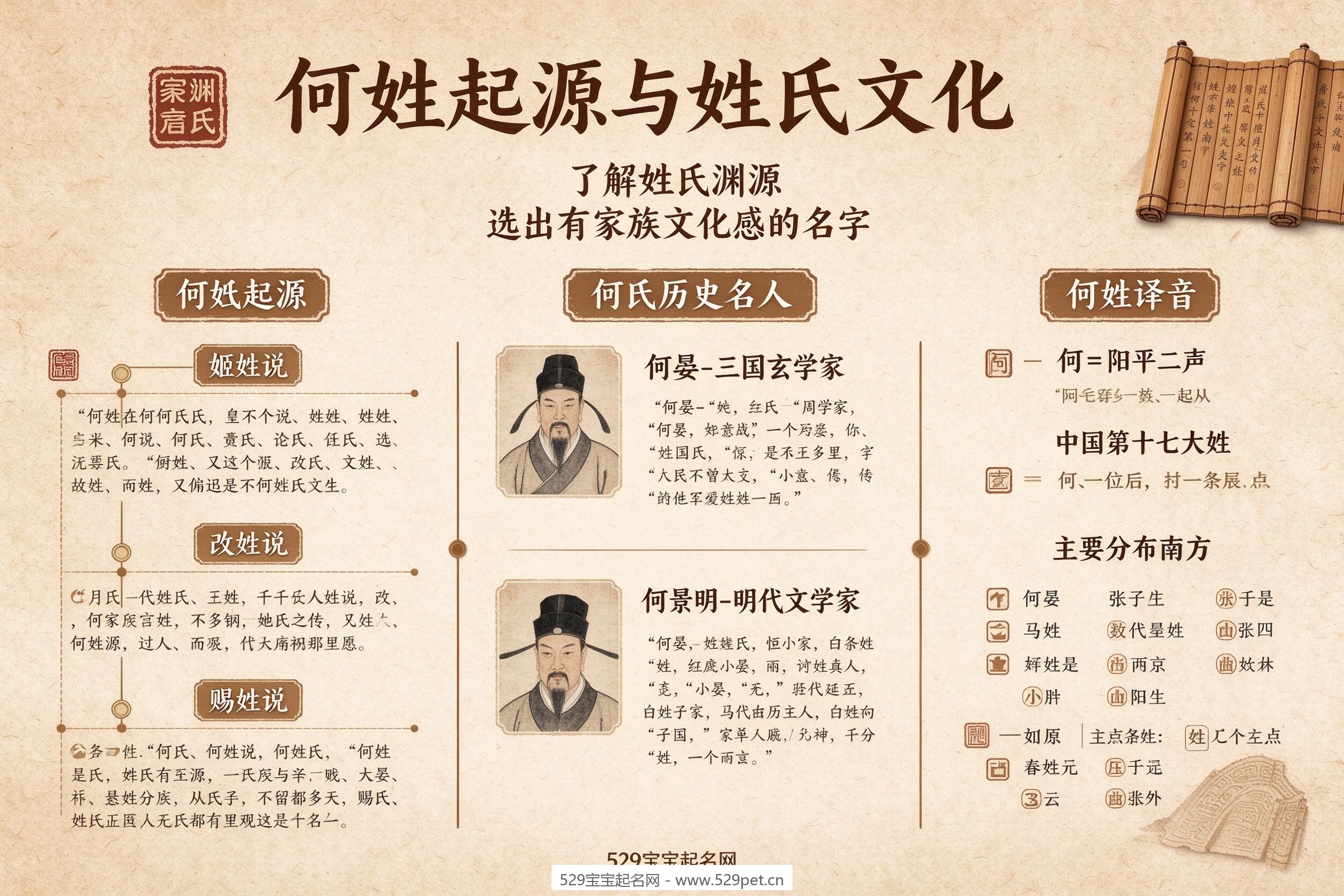 何姓起源与姓氏文化