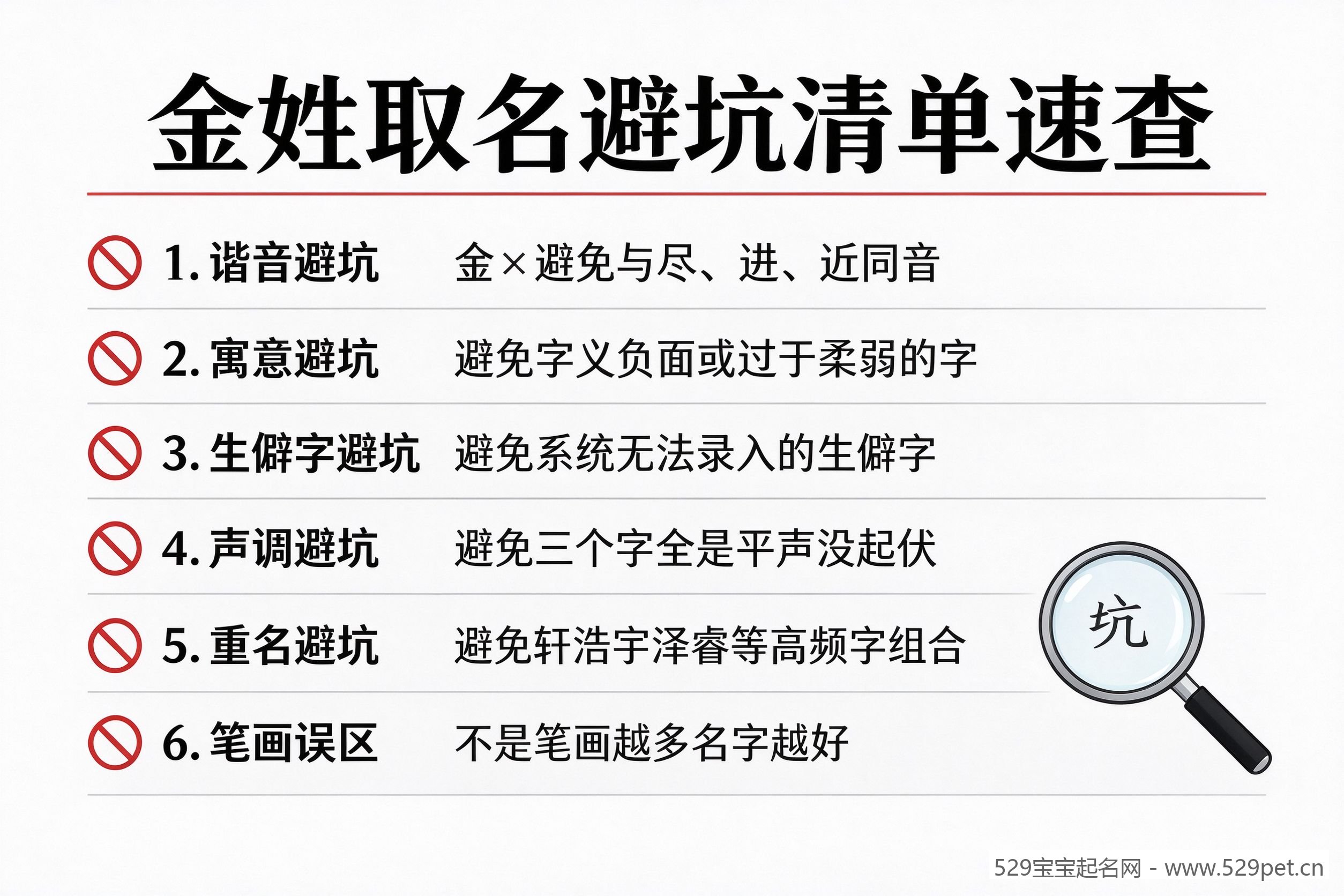 金姓取名六大避坑清单速查,谐音寓意生僻字声调整名笔画