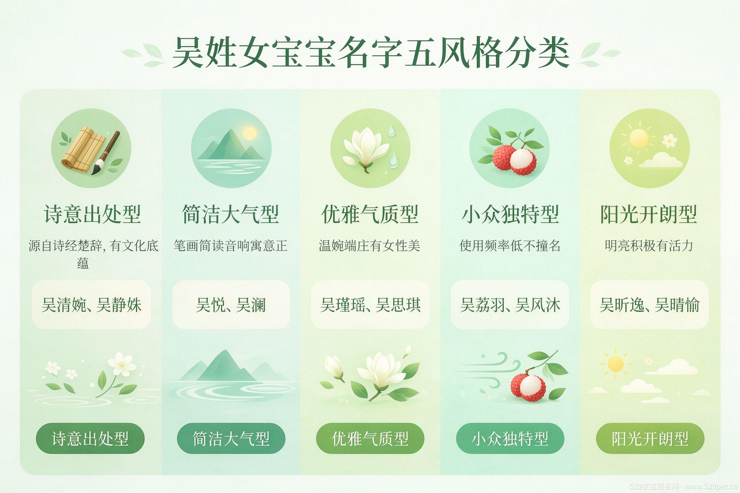 吴姓女宝宝名字五风格分类图