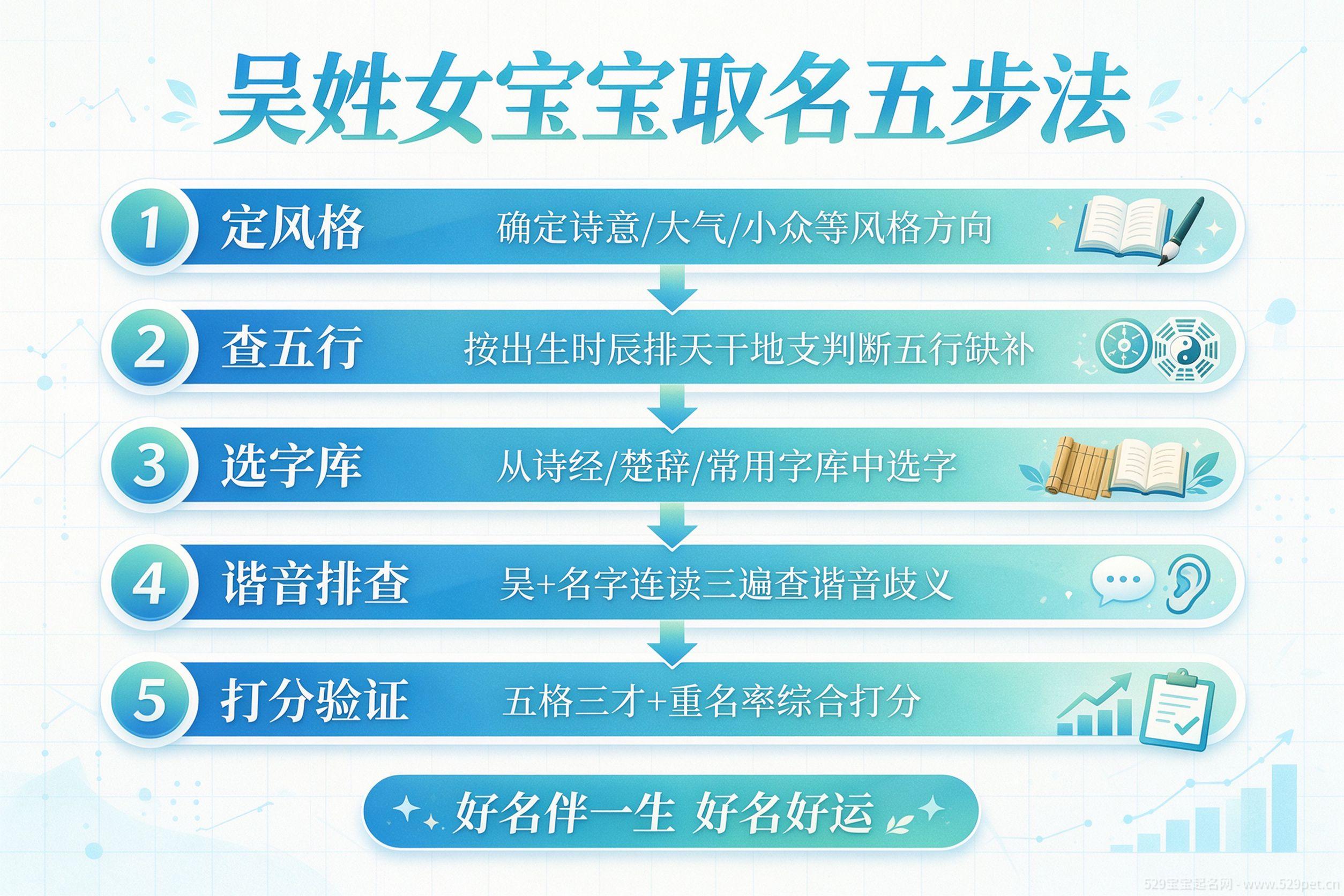 吴姓女宝宝取名五步法流程图
