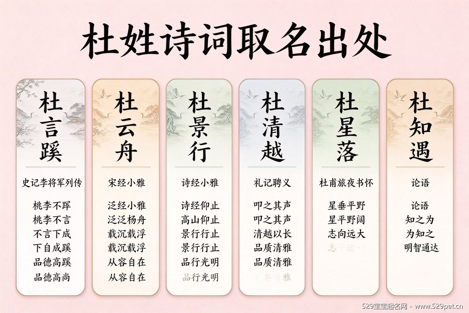 杜姓诗词取名出处对照表