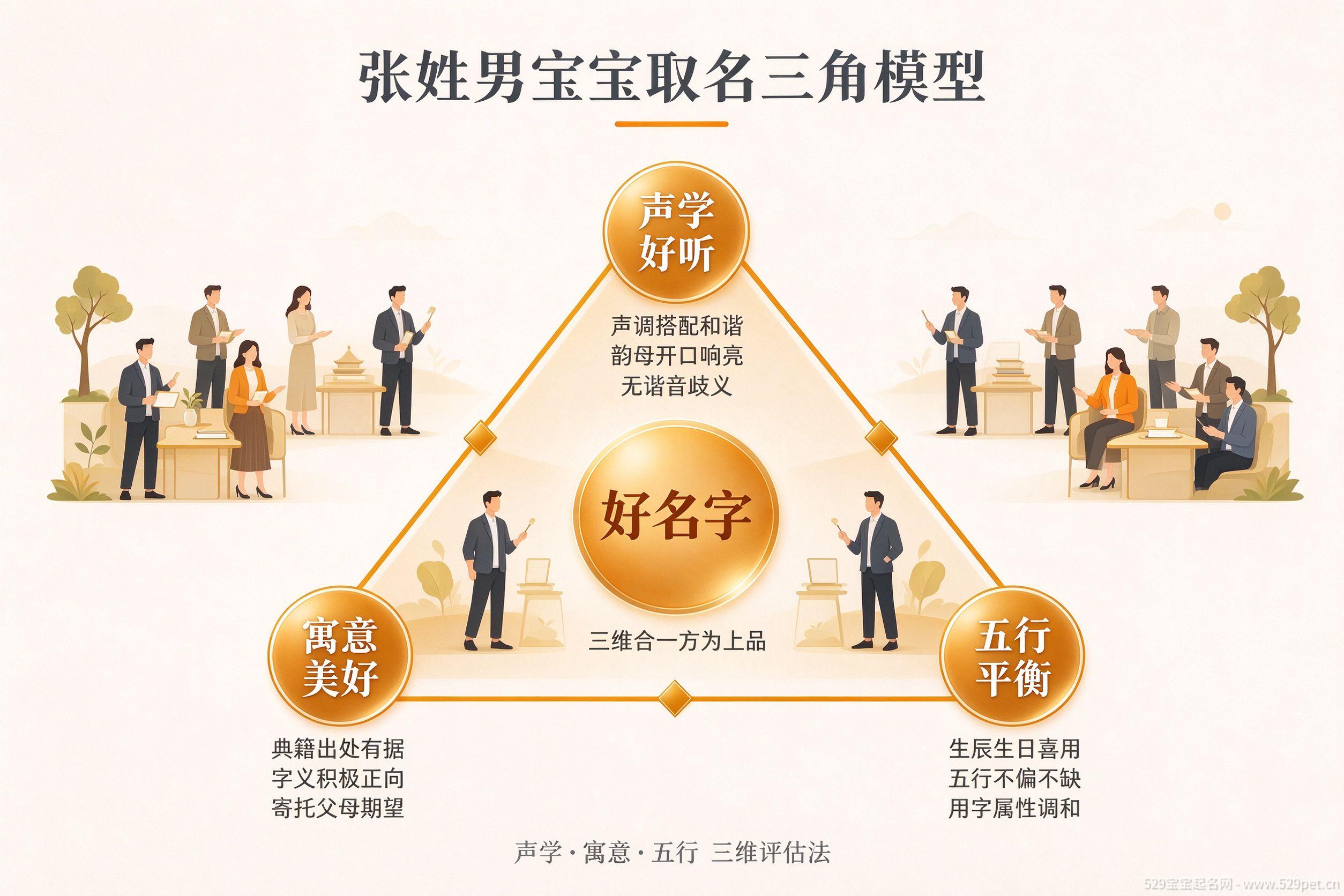张姓男宝宝取名三角模型:声学好听、寓意美好、五行平衡