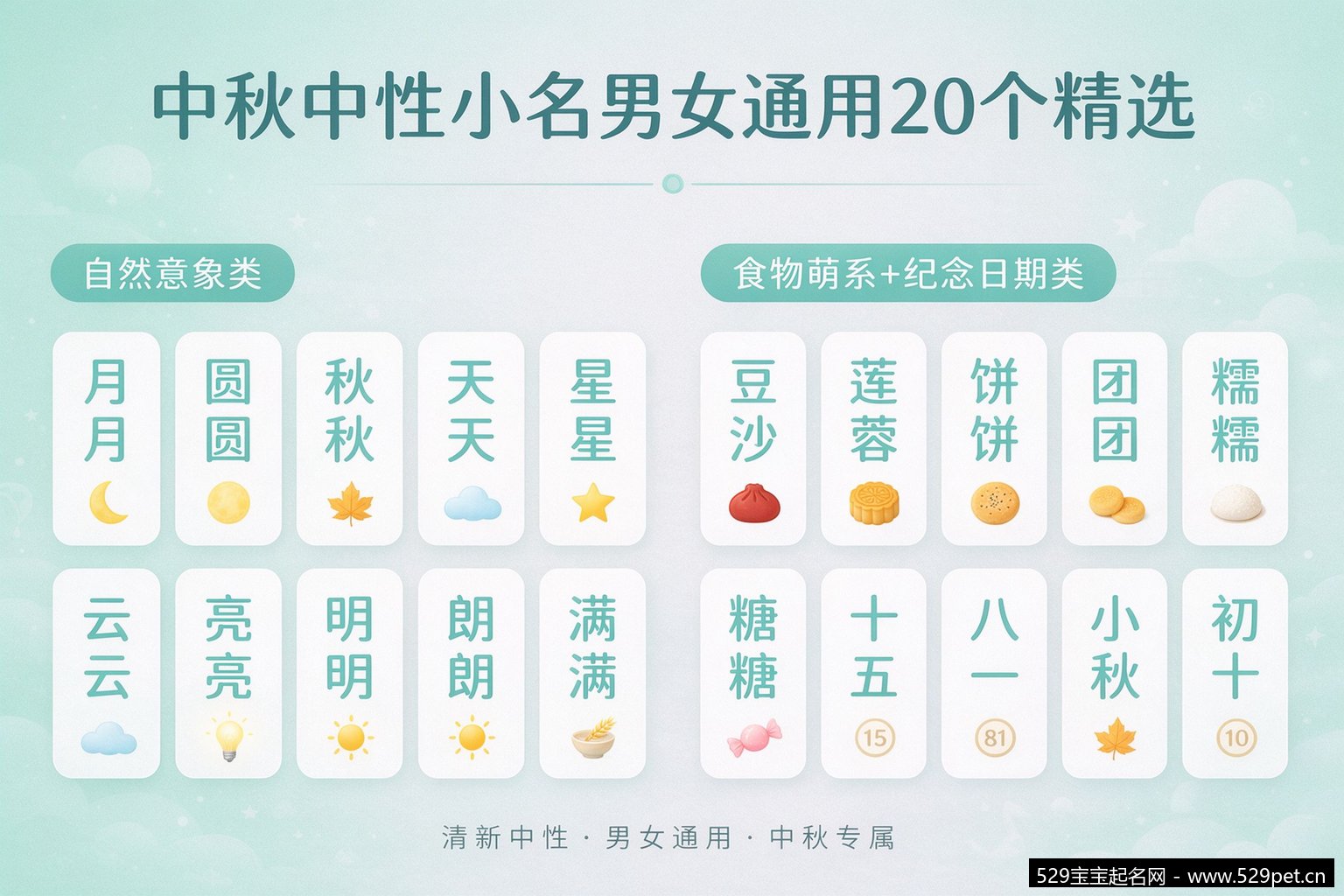 中秋中性小名男女通用20个精选
