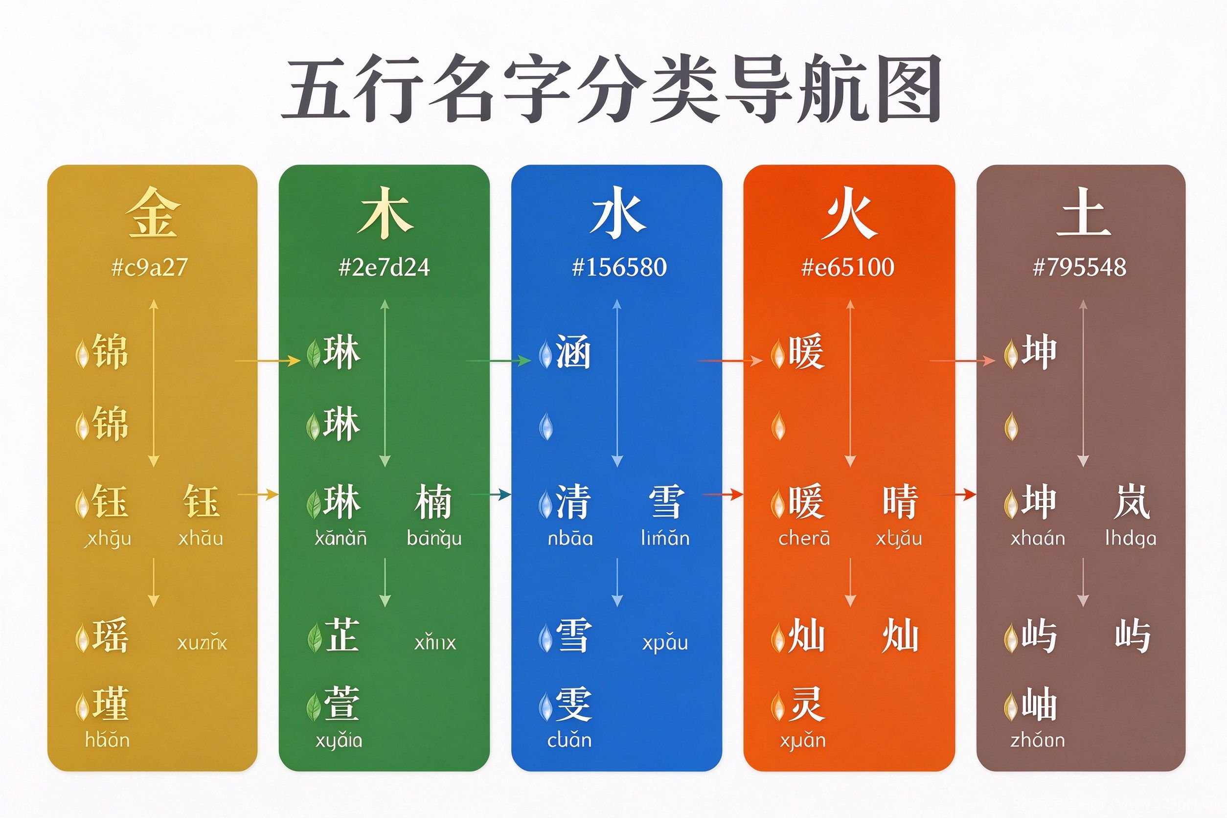 五行名字分类导航图
