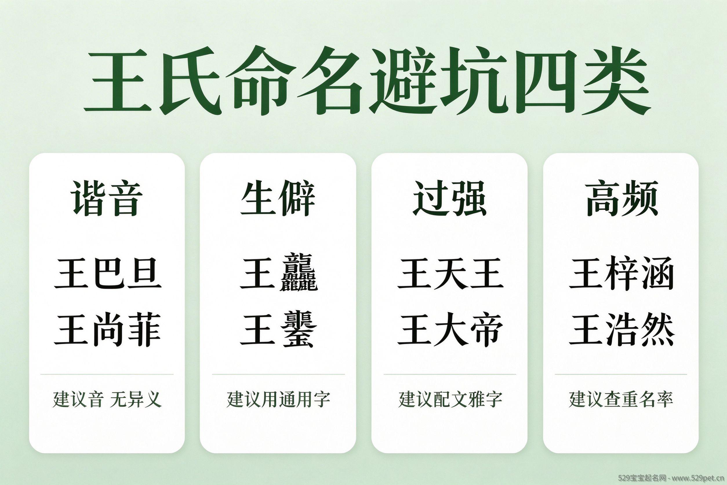 王姓取名四类避讳字避坑图